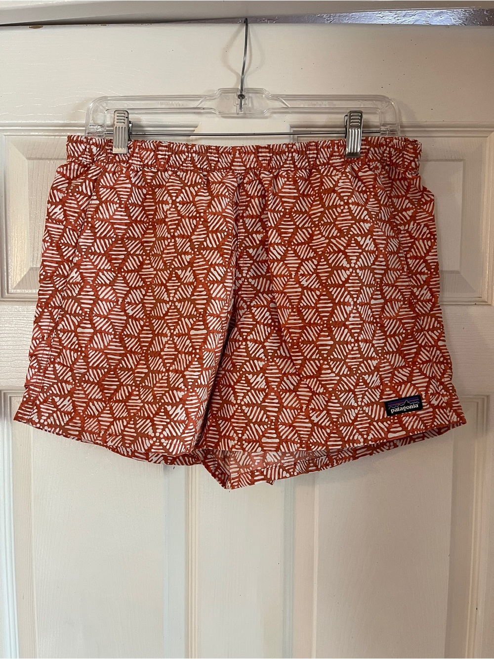 Patagonia Women’s Orange Geometric Baggies Shorts - Medium